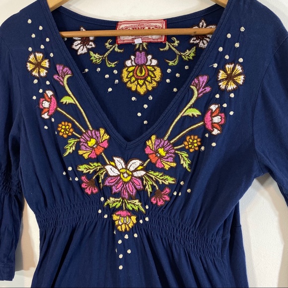 Johnny Was JWLA embroidery Boho Floral Flare Dress - Picture 2 of 7